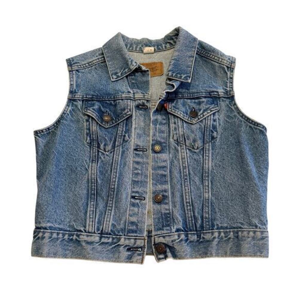 Levi’s 1980s Vintage Denim Trucker Vest Light Wash Womens Small